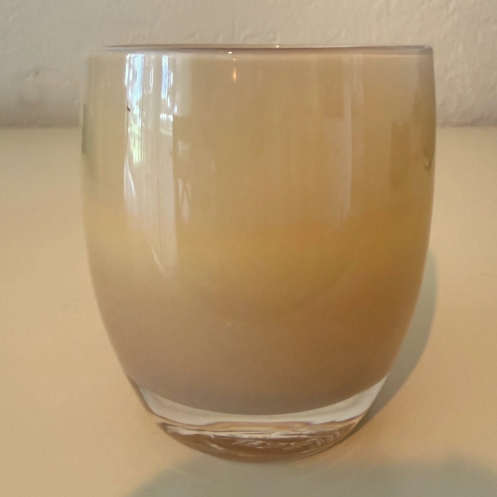 glassybaby friendship Hand Blown Glass Votive Candle Holder Amber Tan 0048